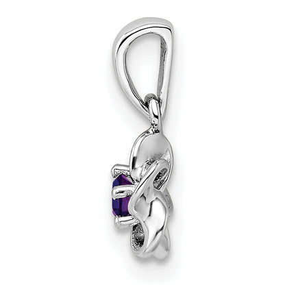 Sterlingsilber Rhodiniert Blumen Amethyst Anhänger