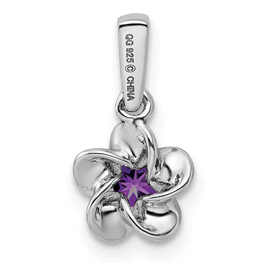 Sterlingsilber Rhodiniert Blumen Amethyst Anhänger