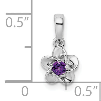 Sterlingsilber Rhodiniert Blumen Amethyst Anhänger