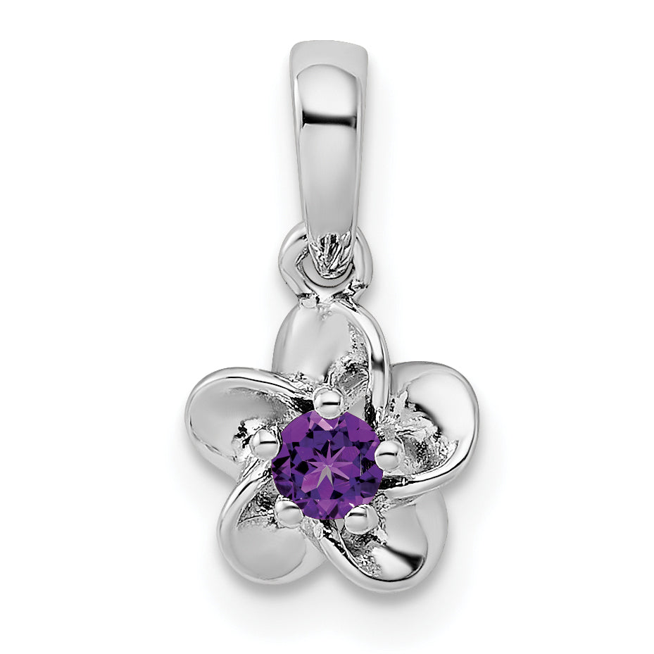 Sterlingsilber Rhodiniert Blumen Amethyst Anhänger