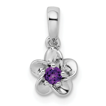 Sterlingsilber Rhodiniert Blumen Amethyst Anhänger