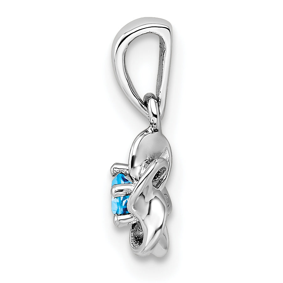 Sterlingsilber Rhodiniert Blumen Blautopas Anhänger