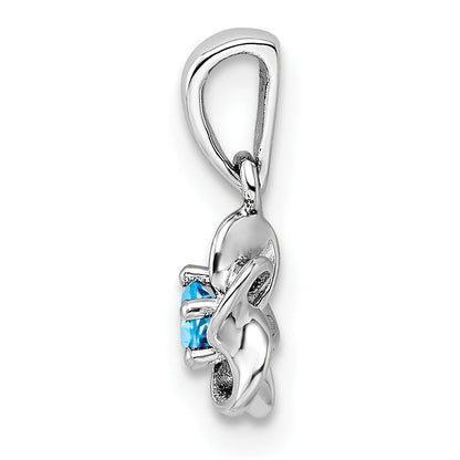 Sterlingsilber Rhodiniert Blumen Blautopas Anhänger