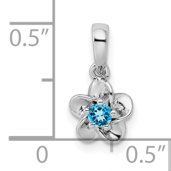 Sterlingsilber Rhodiniert Blumen Blautopas Anhänger