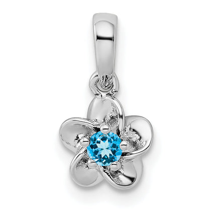 Sterlingsilber Rhodiniert Blumen Blautopas Anhänger