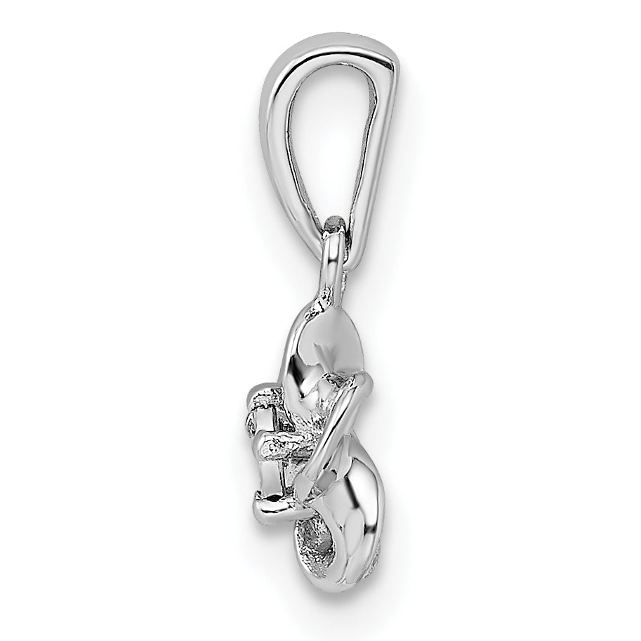 Sterlingsilber Rhodiniert Blumen Diamant Anhänger