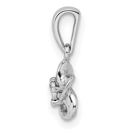 Sterlingsilber Rhodiniert Blumen Diamant Anhänger