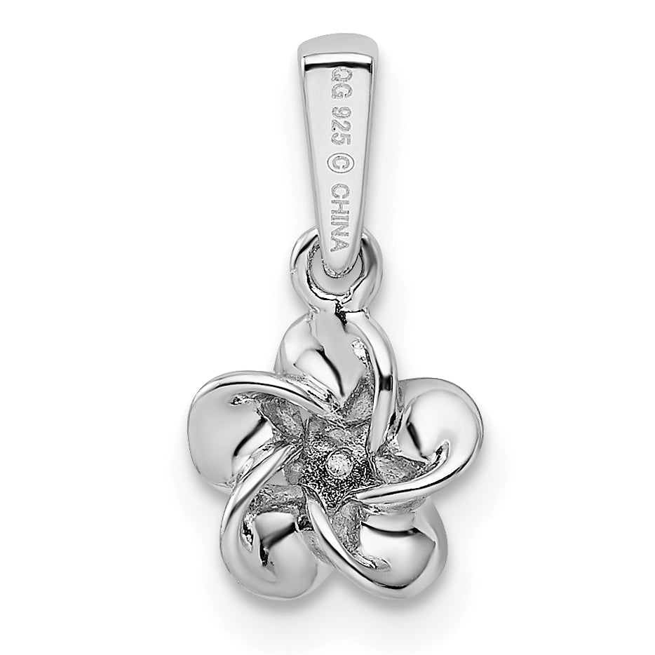 Sterlingsilber Rhodiniert Blumen Diamant Anhänger