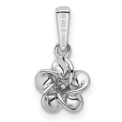 Sterlingsilber Rhodiniert Blumen Diamant Anhänger
