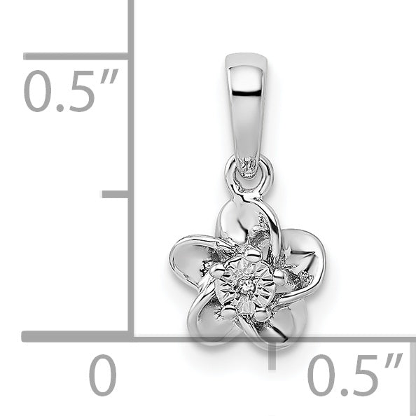 Sterlingsilber Rhodiniert Blumen Diamant Anhänger