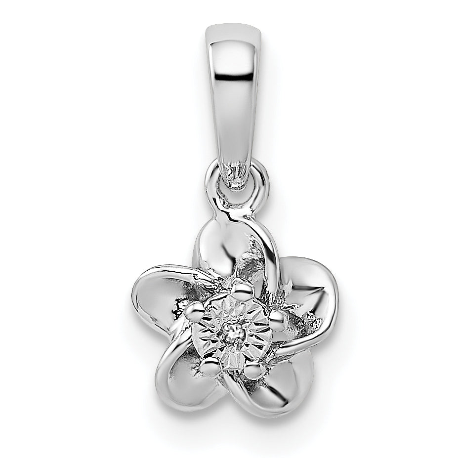Sterlingsilber Rhodiniert Blumen Diamant Anhänger