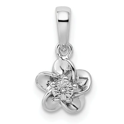 Sterlingsilber Rhodiniert Blumen Diamant Anhänger