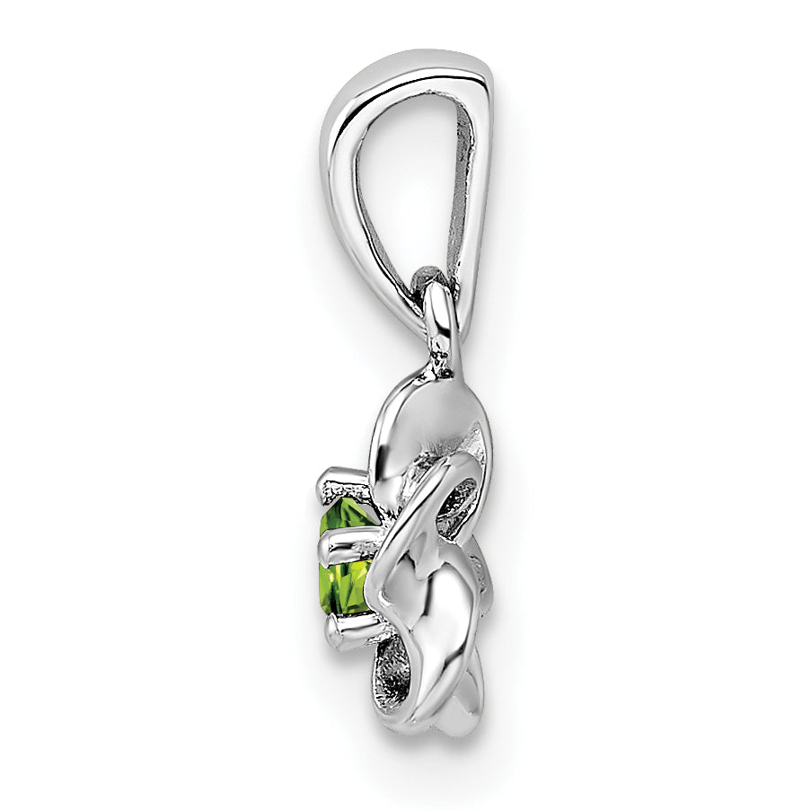 Sterlingsilber Rhodiniert Blumen Peridot Anhänger