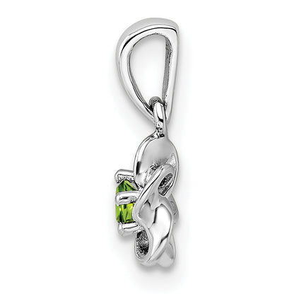 Sterlingsilber Rhodiniert Blumen Peridot Anhänger