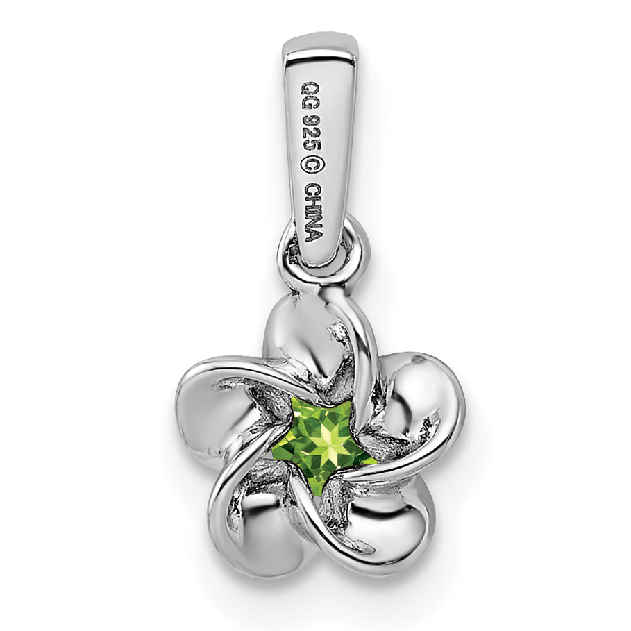 Sterlingsilber Rhodiniert Blumen Peridot Anhänger