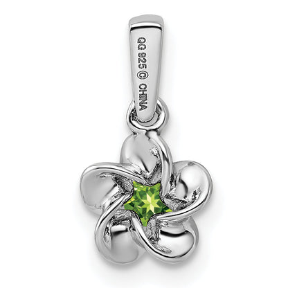 Sterlingsilber Rhodiniert Blumen Peridot Anhänger