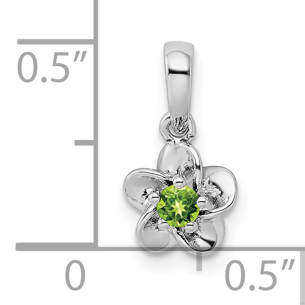 Sterlingsilber Rhodiniert Blumen Peridot Anhänger
