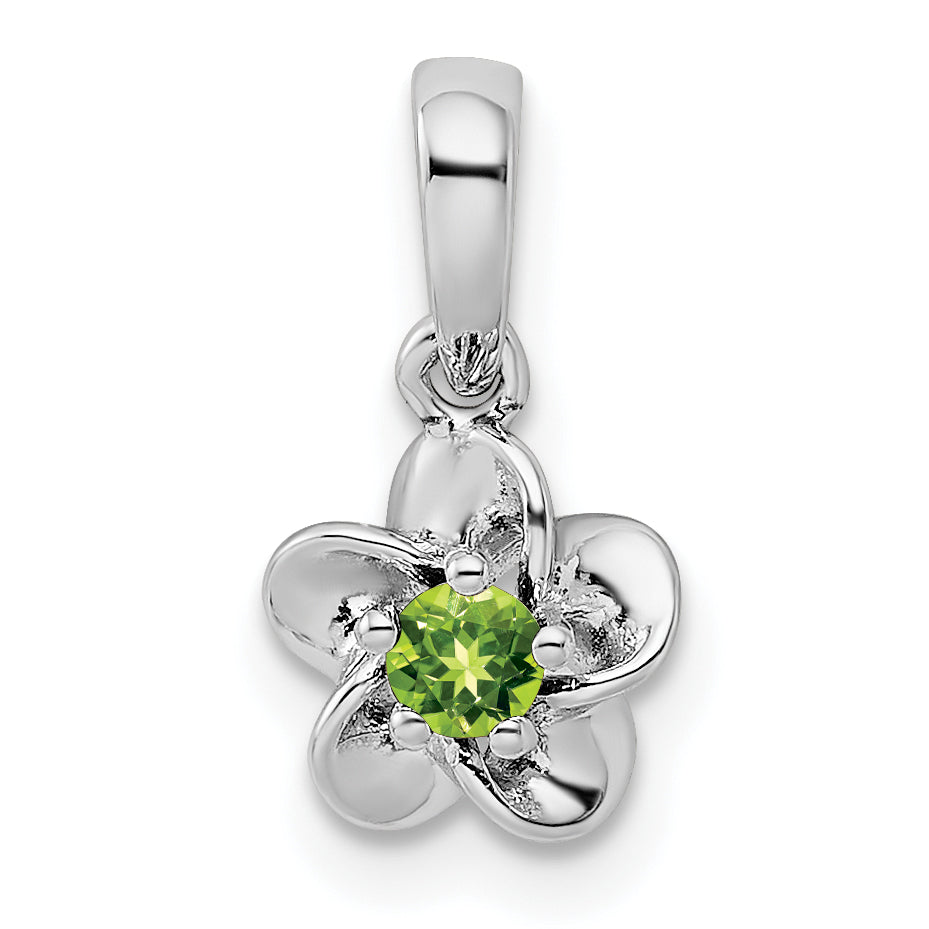 Sterlingsilber Rhodiniert Blumen Peridot Anhänger