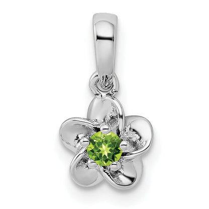 Sterlingsilber Rhodiniert Blumen Peridot Anhänger