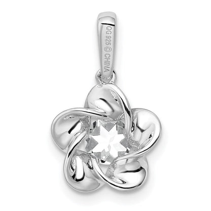 Sterlingsilber Rhodiniert Blumen Weiß Topas Anhänger