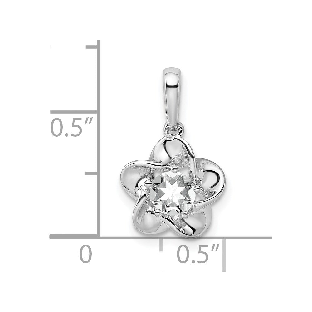 Sterlingsilber Rhodiniert Blumen Weiß Topas Anhänger