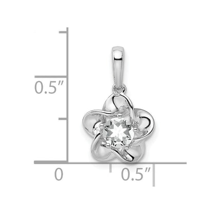 Sterlingsilber Rhodiniert Blumen Weiß Topas Anhänger