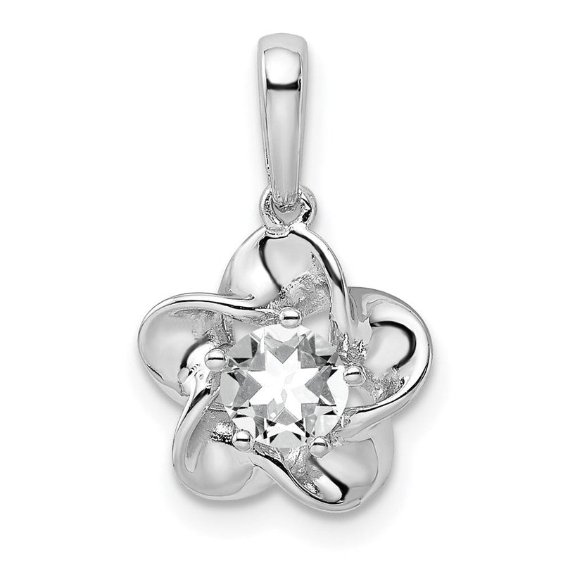 Sterlingsilber Rhodiniert Blumen Weiß Topas Anhänger