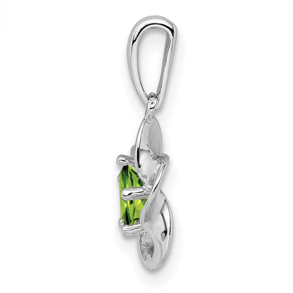Sterlingsilber Rhodiniert Blumen Peridot Anhänger