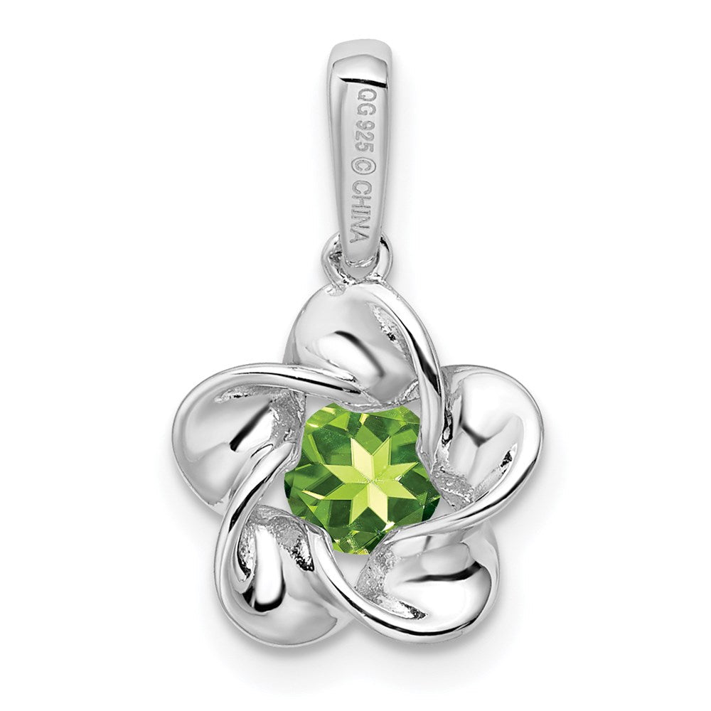 Sterlingsilber Rhodiniert Blumen Peridot Anhänger