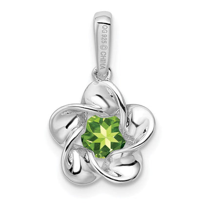 Sterlingsilber Rhodiniert Blumen Peridot Anhänger