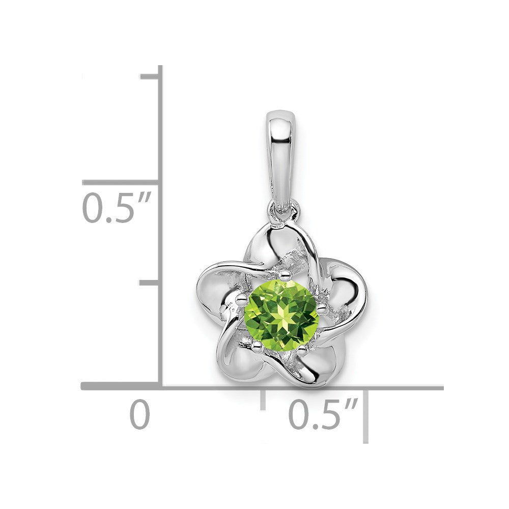 Sterlingsilber Rhodiniert Blumen Peridot Anhänger