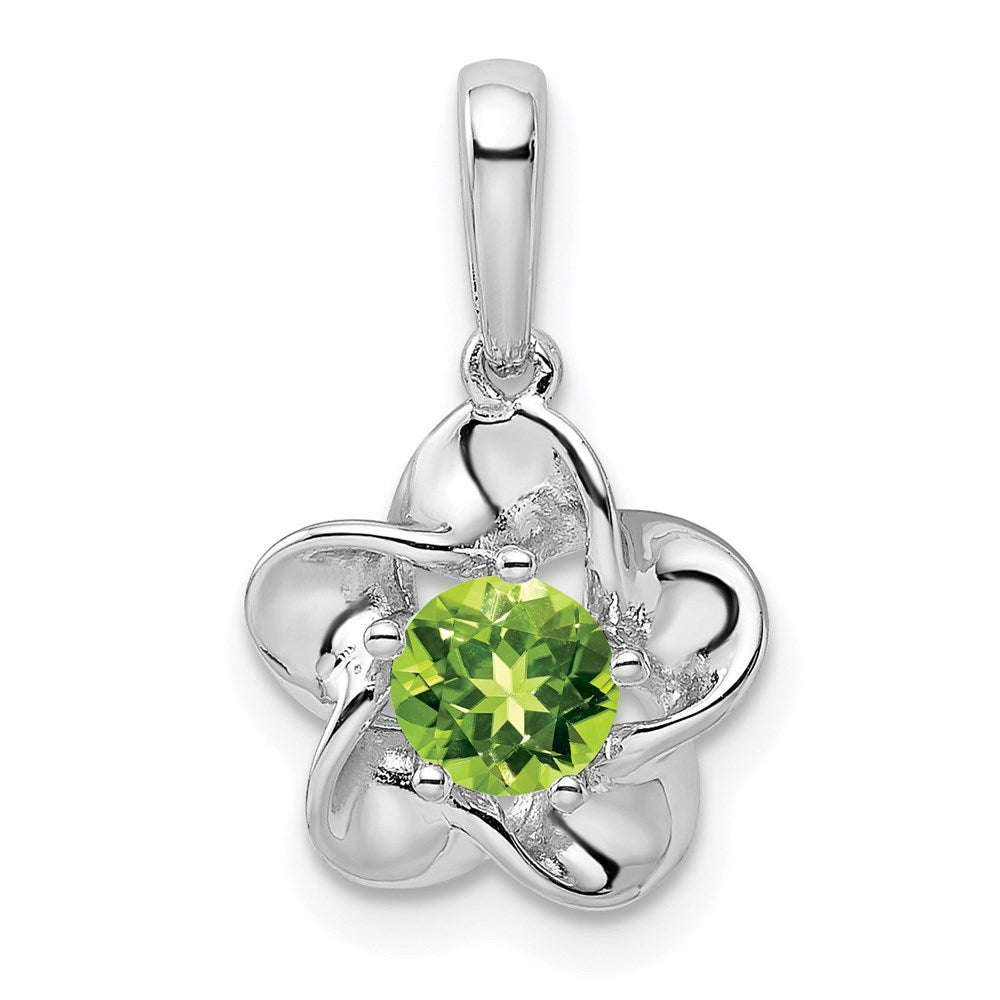 Sterlingsilber Rhodiniert Blumen Peridot Anhänger