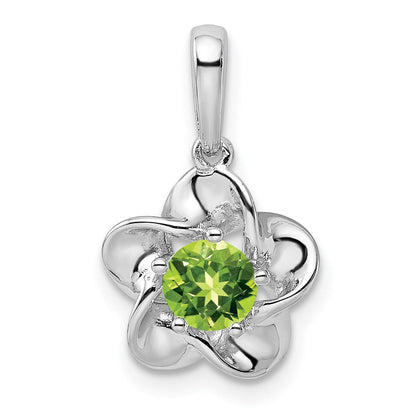 Sterlingsilber Rhodiniert Blumen Peridot Anhänger