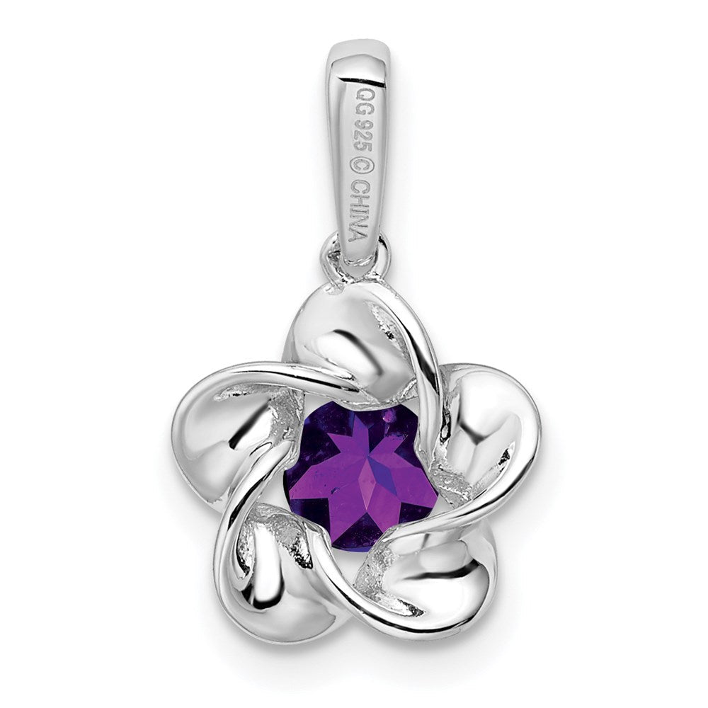 Sterlingsilber Rhodiniert Blumen Amethyst Anhänger