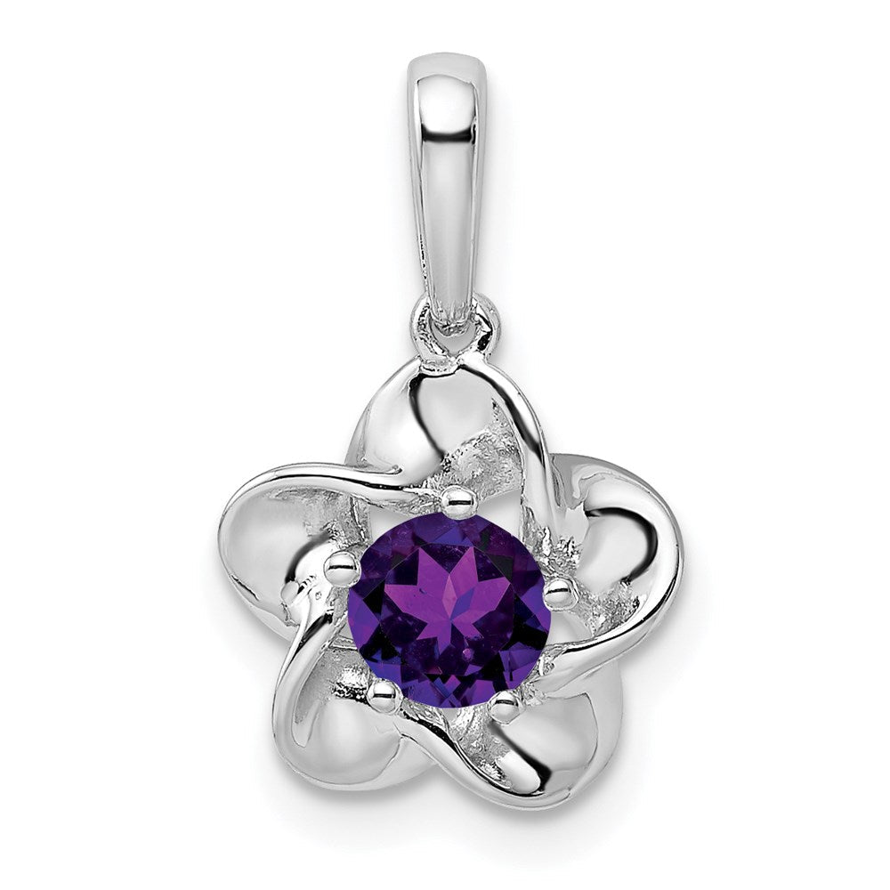 Sterlingsilber Rhodiniert Blumen Amethyst Anhänger