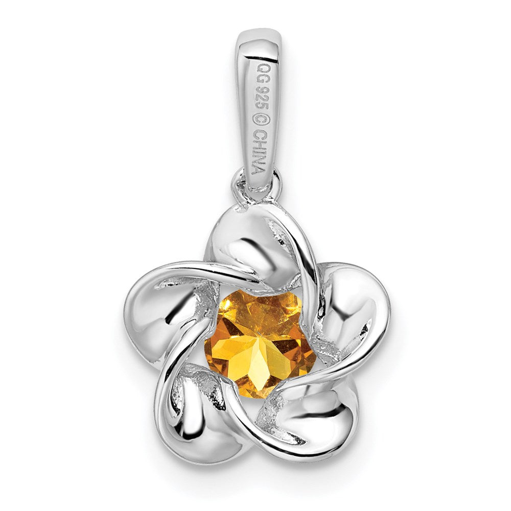 Sterlingsilber Rhodiniert Blumen Citrin Anhänger