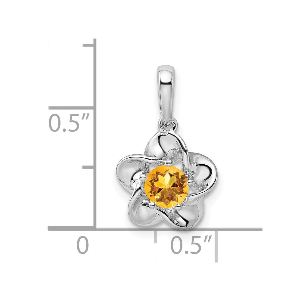 Sterlingsilber Rhodiniert Blumen Citrin Anhänger