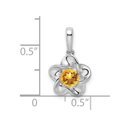 Sterlingsilber Rhodiniert Blumen Citrin Anhänger