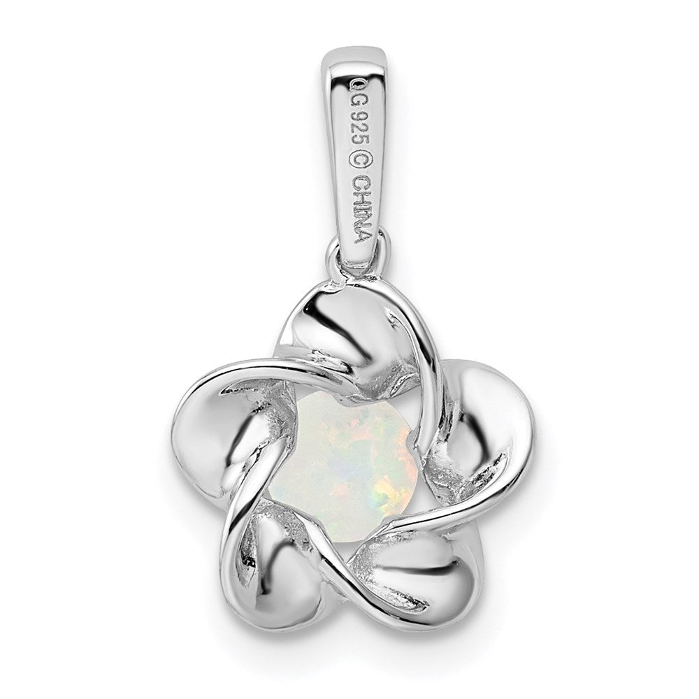 Sterlingsilber Rhodiniert Blumen Erzeugt Opal Anhänger