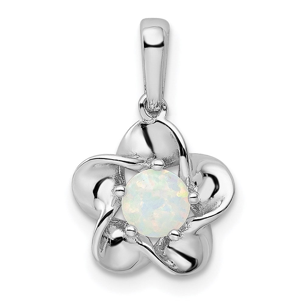 Sterlingsilber Rhodiniert Blumen Erzeugt Opal Anhänger