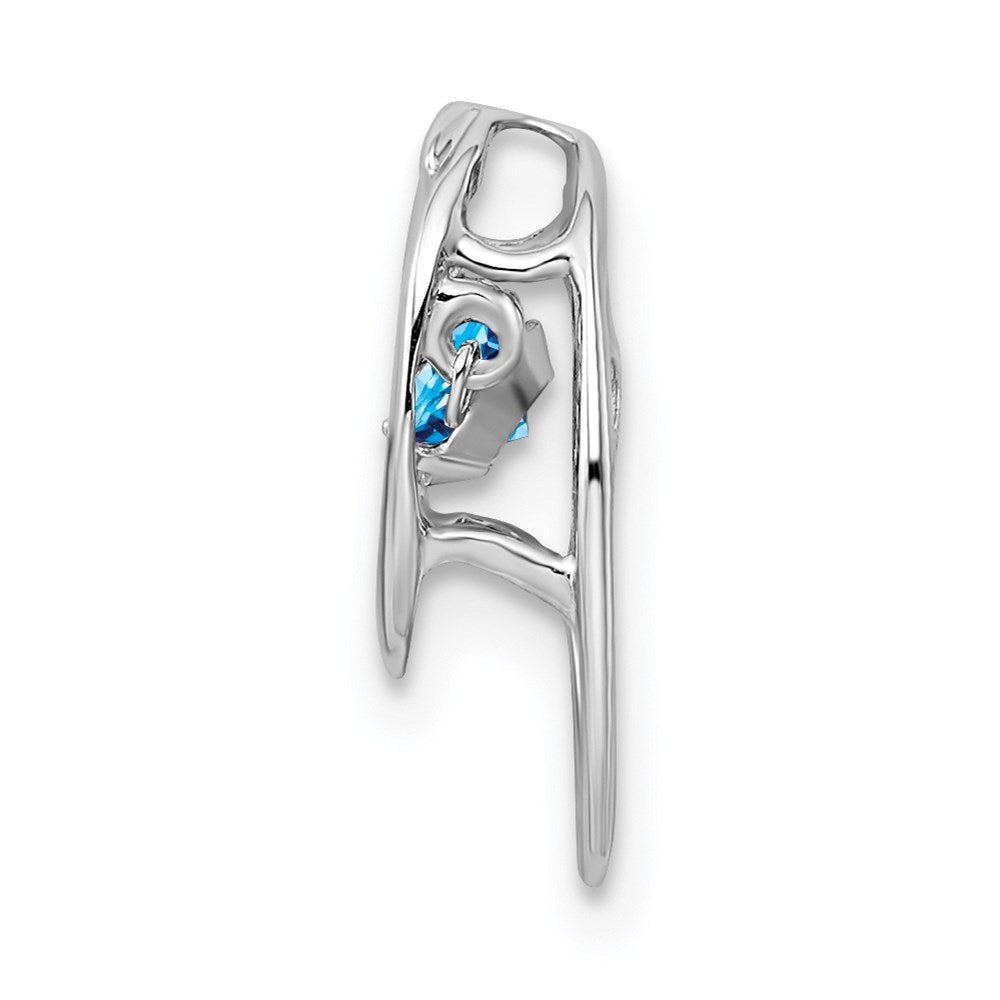 Sterlingsilber Rhodium Blautopas Geburtsstein Lebhaft Kette Anhänger