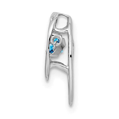 Sterlingsilber Rhodium Blautopas Geburtsstein Lebhaft Kette Anhänger