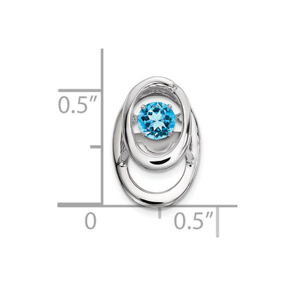 Sterlingsilber Rhodium Blautopas Geburtsstein Lebhaft Kette Anhänger