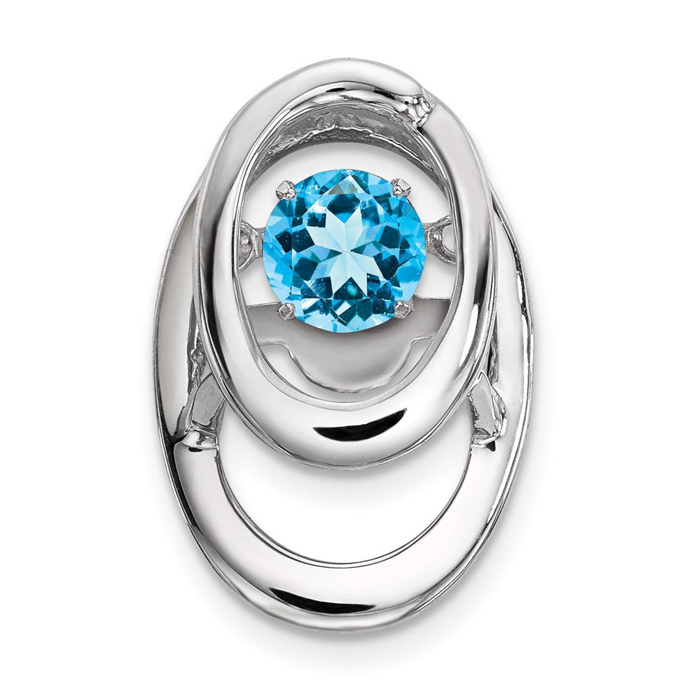 Sterlingsilber Rhodium Blautopas Geburtsstein Lebhaft Kette Anhänger