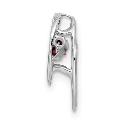 Sterlingsilber Rhodium Granat Geburtsstein Lebhaft Kette Anhänger
