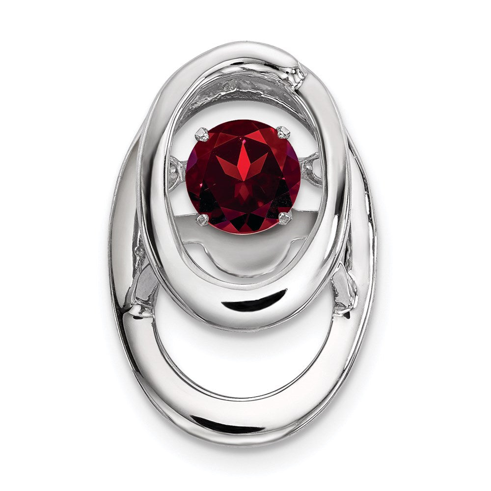 Sterlingsilber Rhodium Granat Geburtsstein Lebhaft Kette Anhänger
