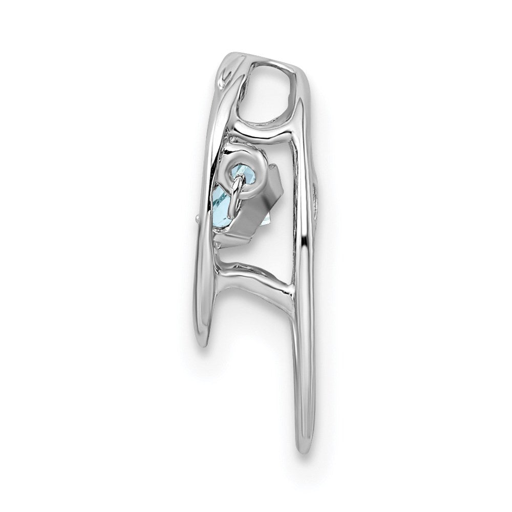 Sterlingsilber Rhodium Aquamarin Geburtsstein Lebhaft Kette Anhänger