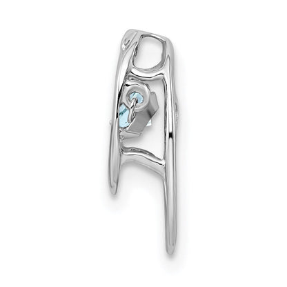 Sterlingsilber Rhodium Aquamarin Geburtsstein Lebhaft Kette Anhänger