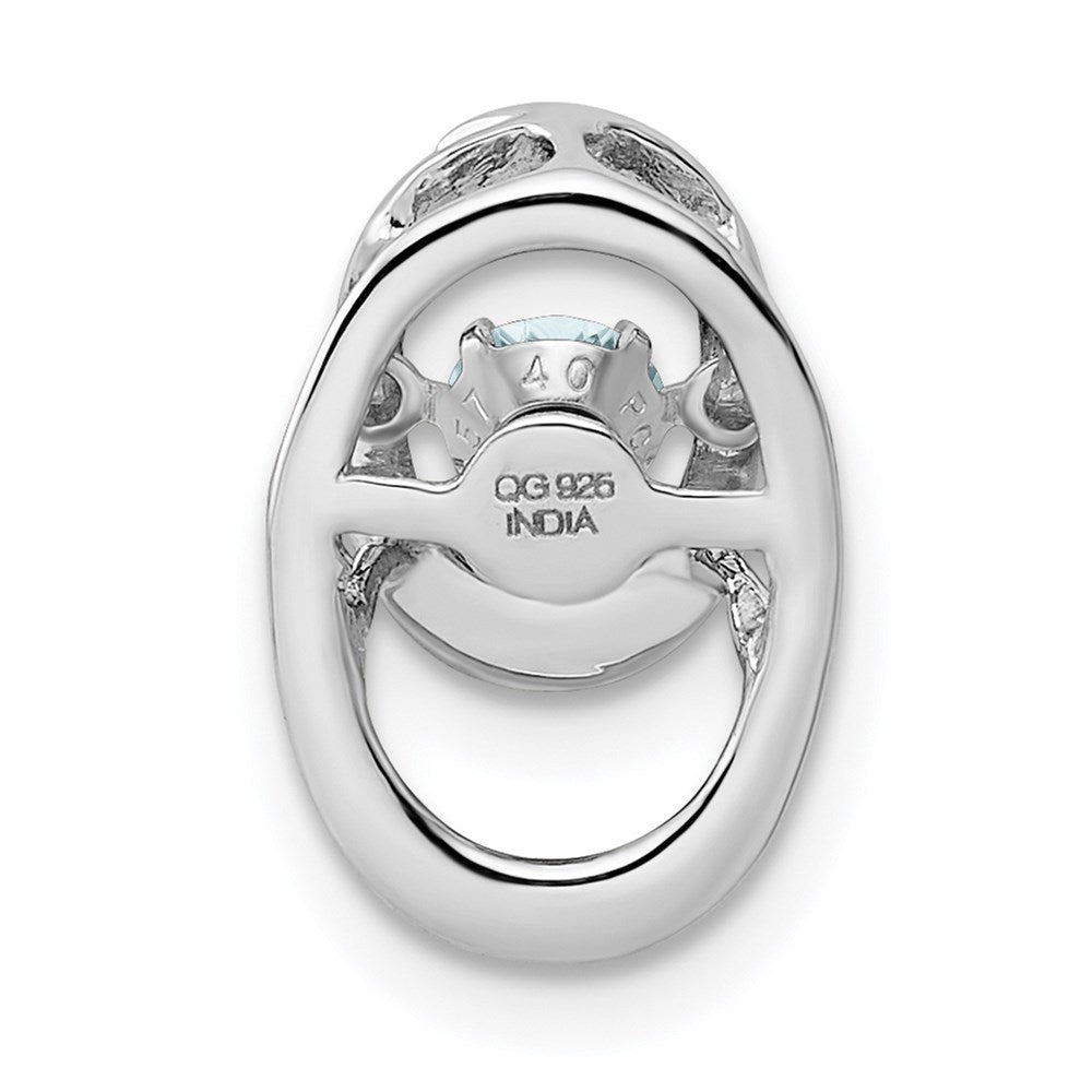 Sterlingsilber Rhodium Aquamarin Geburtsstein Lebhaft Kette Anhänger