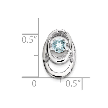 Sterlingsilber Rhodium Aquamarin Geburtsstein Lebhaft Kette Anhänger